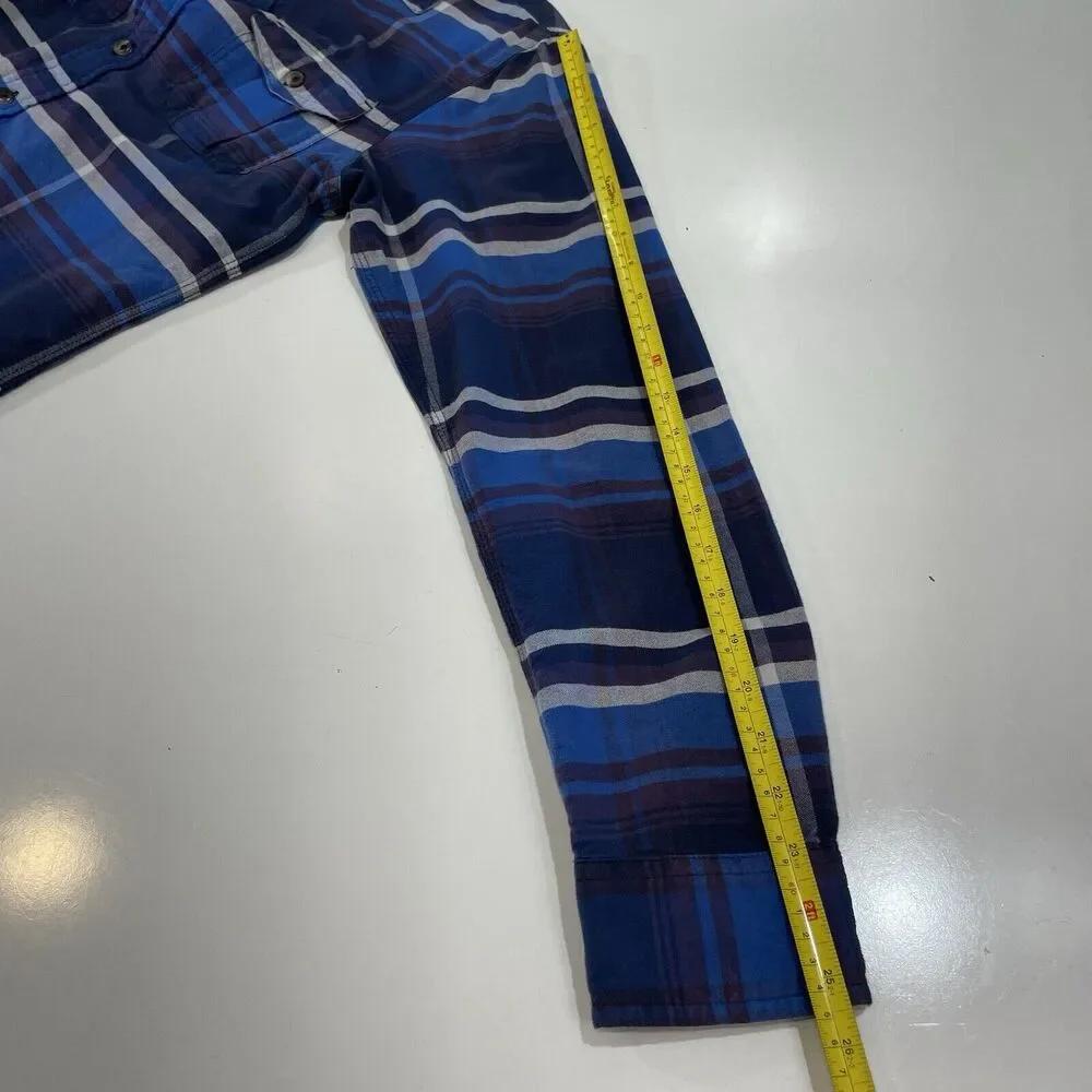 The North Face Plaid Flannel Shirt Men's Size Small Blue Gray Long Sleeve Cotton